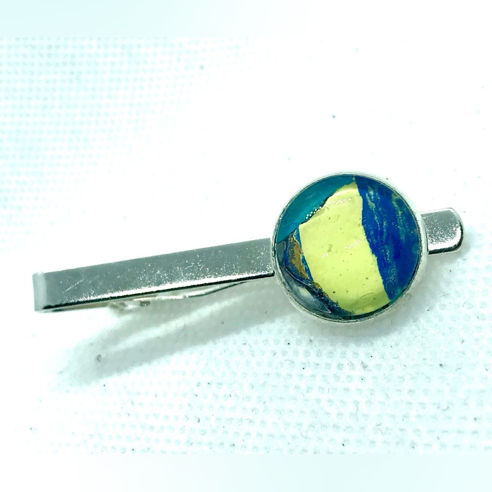 Tie clip pin silver plated 16mm handcrafted dome